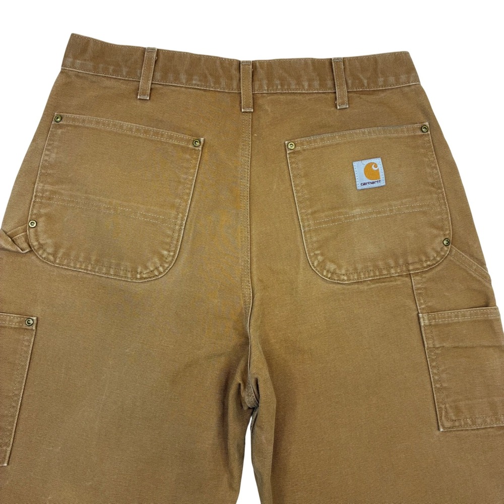 Carhartt B01-BRN Logger Pants Mens 34x36 Brown Double Front Duck Canvas USA Made
